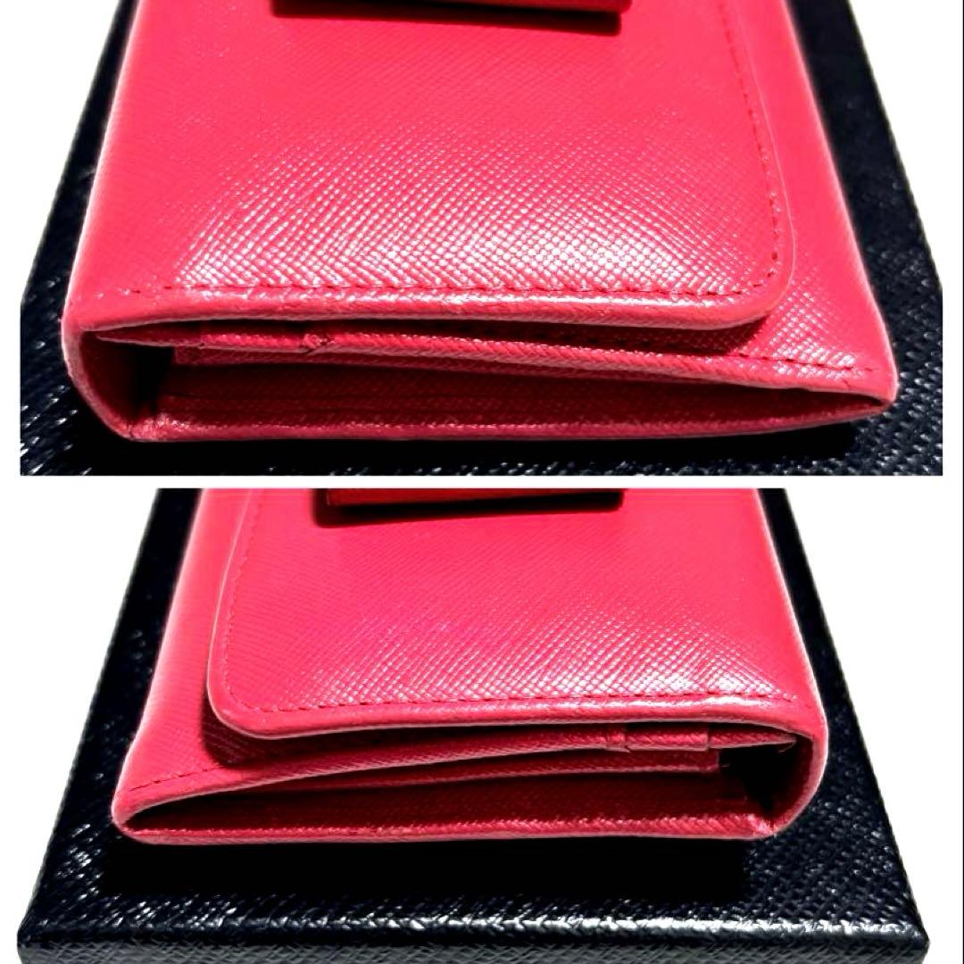 ✨極美品✨PRADA プラダ◆赤レッド◆サフィアーノレザー◆長財布◆ゴールドロゴ