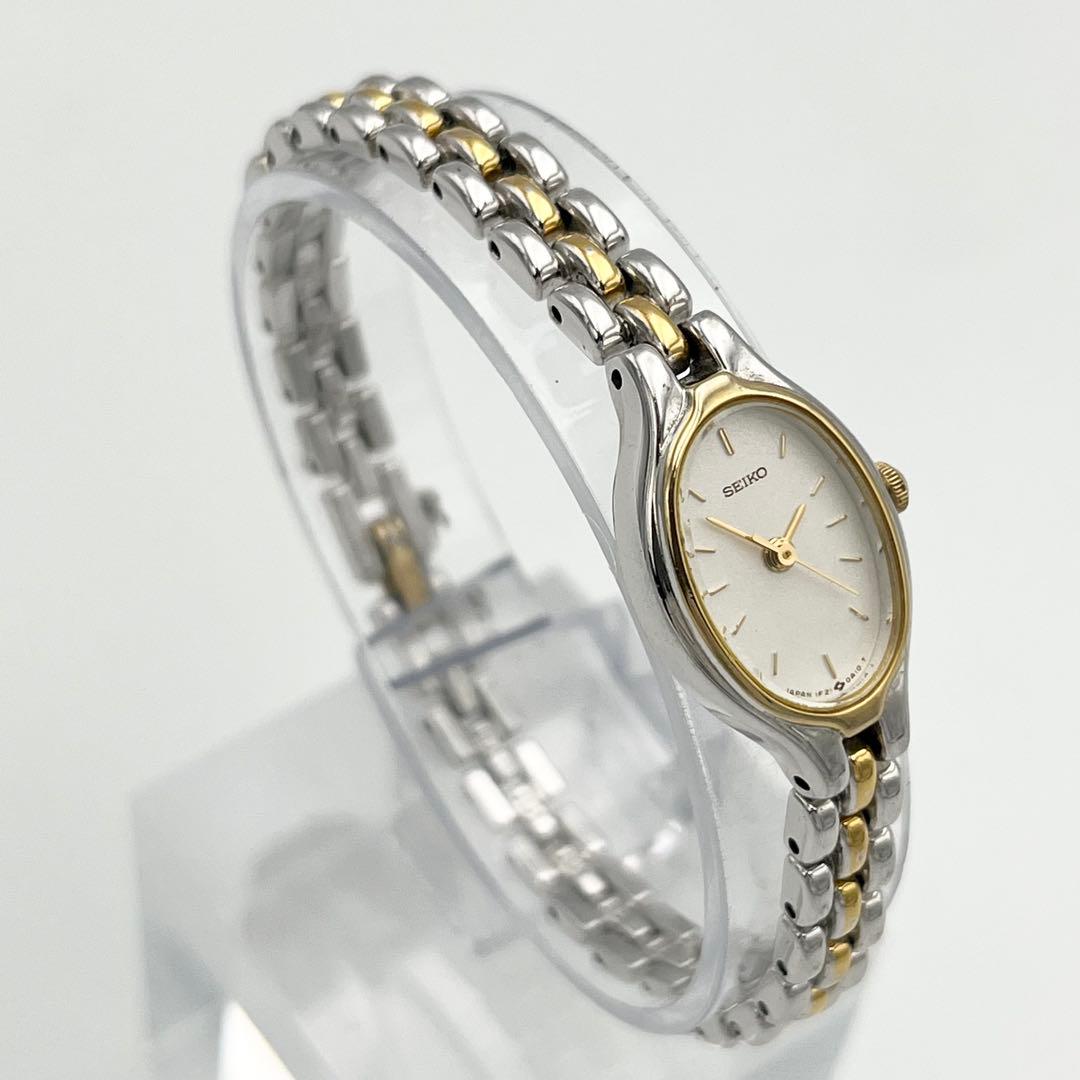 新品電池 SEIKO 1F21-5A00 コンビカラー ホワイト文字盤 腕時計