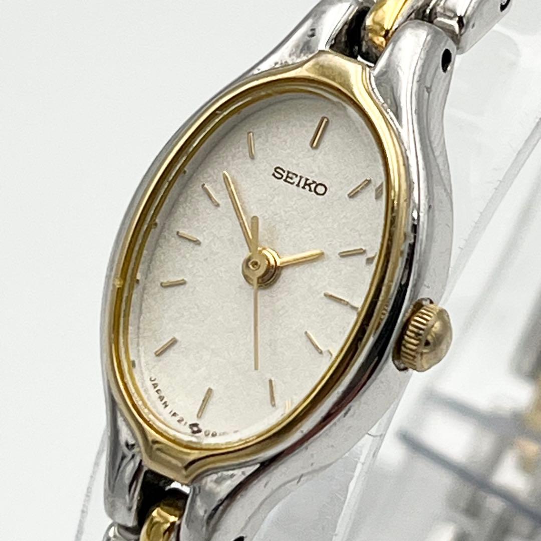 新品電池 SEIKO 1F21-5A00 コンビカラー ホワイト文字盤 腕時計