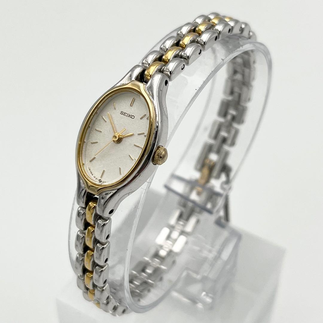 新品電池 SEIKO 1F21-5A00 コンビカラー ホワイト文字盤 腕時計