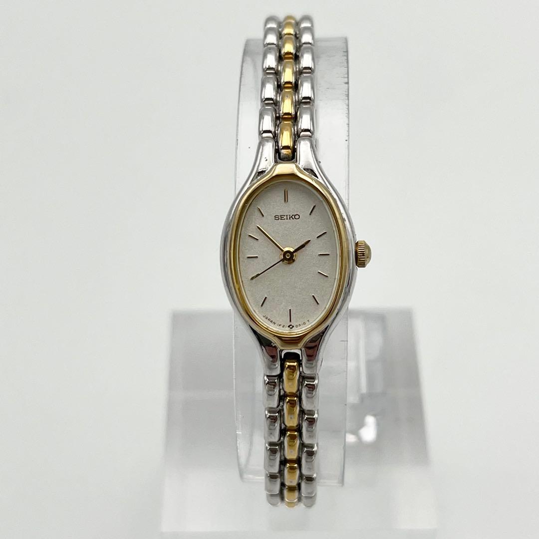 新品電池 SEIKO 1F21-5A00 コンビカラー ホワイト文字盤 腕時計