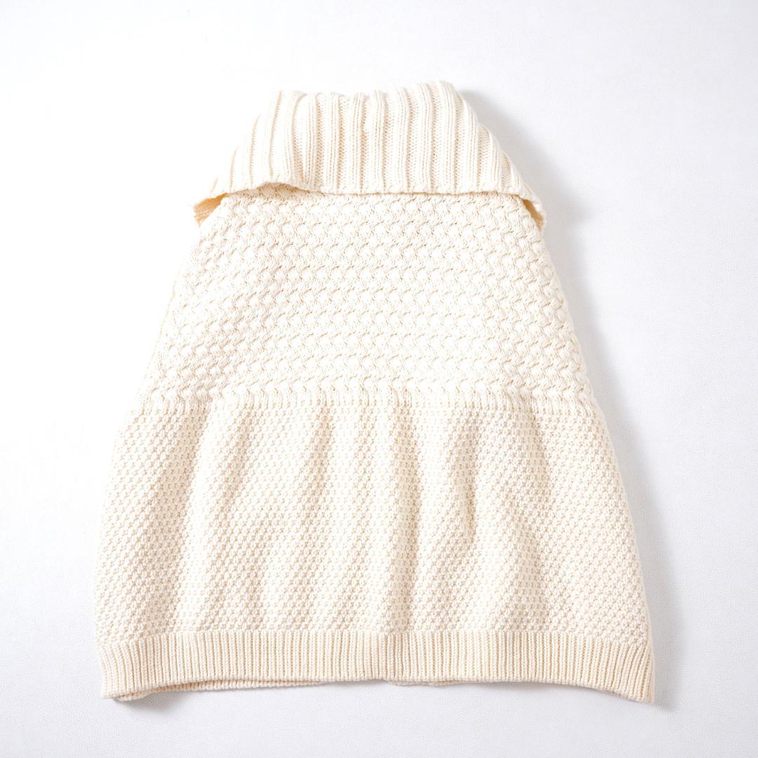 572t*美品 エスカーダ ウール ビックカラー ボウタイニット ポンチョ.