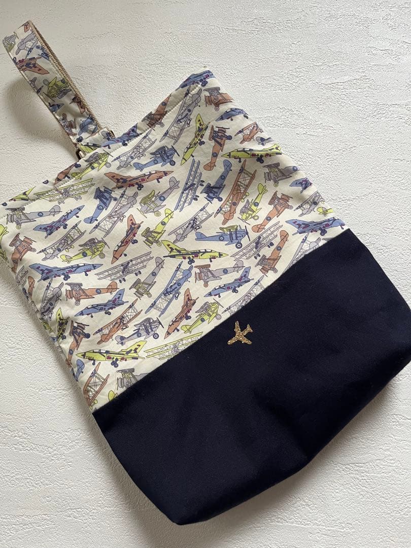 komi　リバティ　レッスンバック　体操着入れ　ハンドメイド