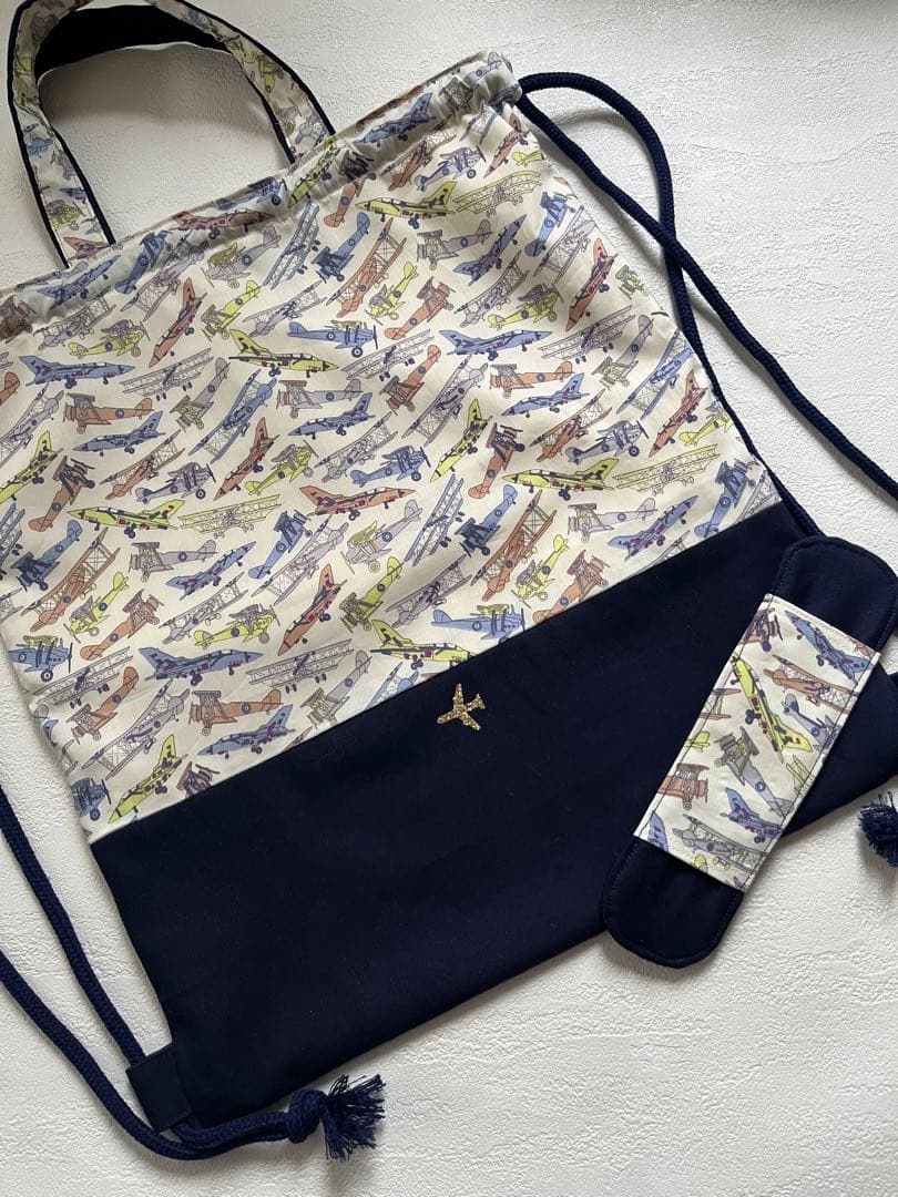 komi　リバティ　レッスンバック　体操着入れ　ハンドメイド