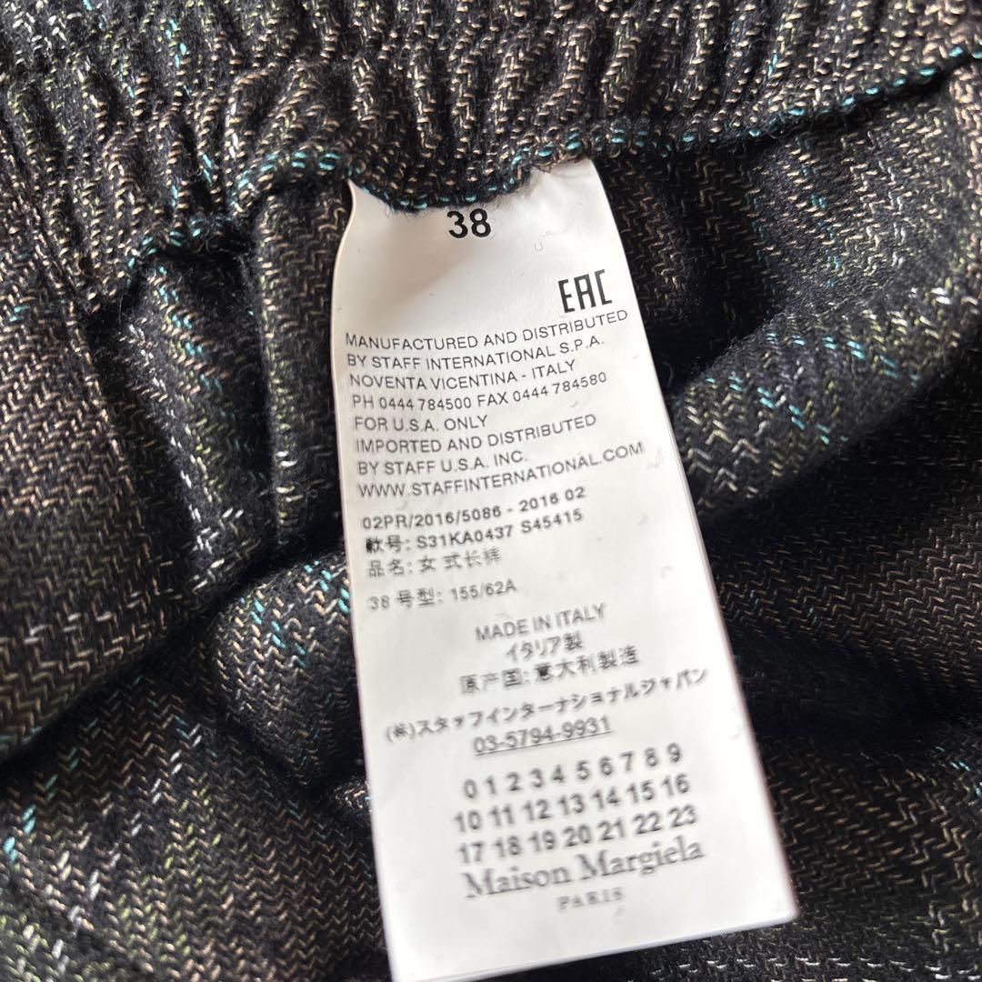 マルジェラ　チェック柄 ゴムウエスト パンツ38サイズ