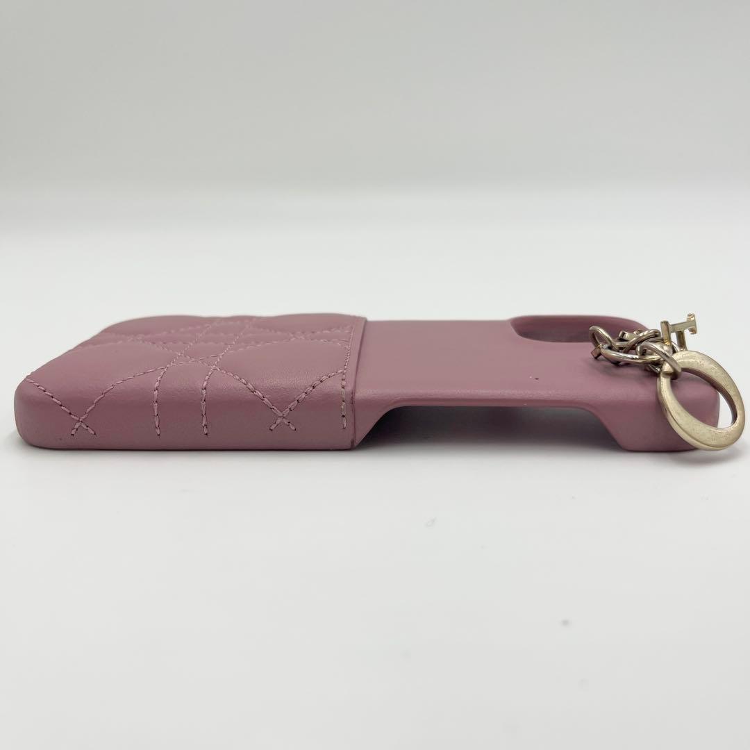 【極美品】ディオール iPhoneケース 14 カナージュ チャーム ピンク