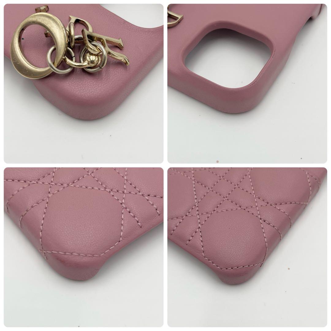 【極美品】ディオール iPhoneケース 14 カナージュ チャーム ピンク