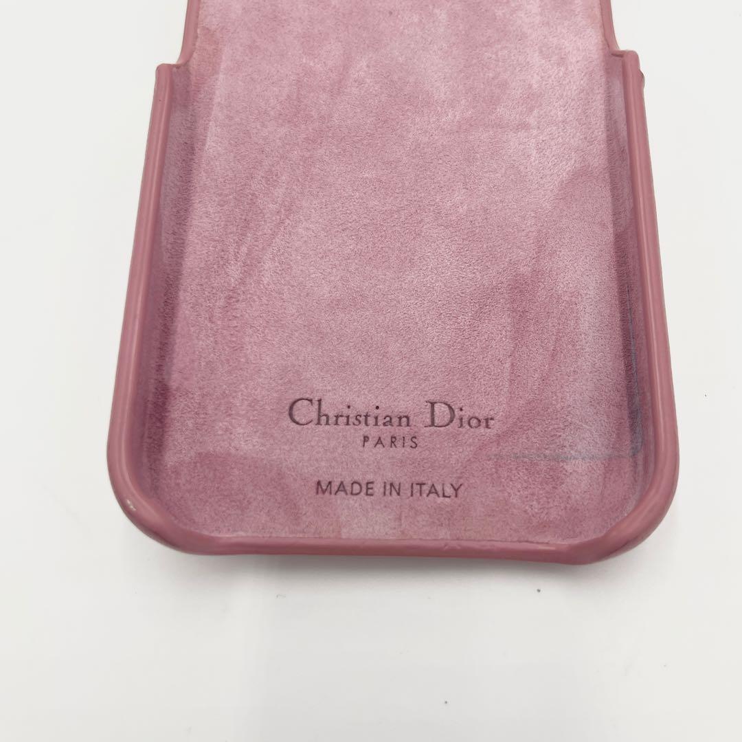 【極美品】ディオール iPhoneケース 14 カナージュ チャーム ピンク