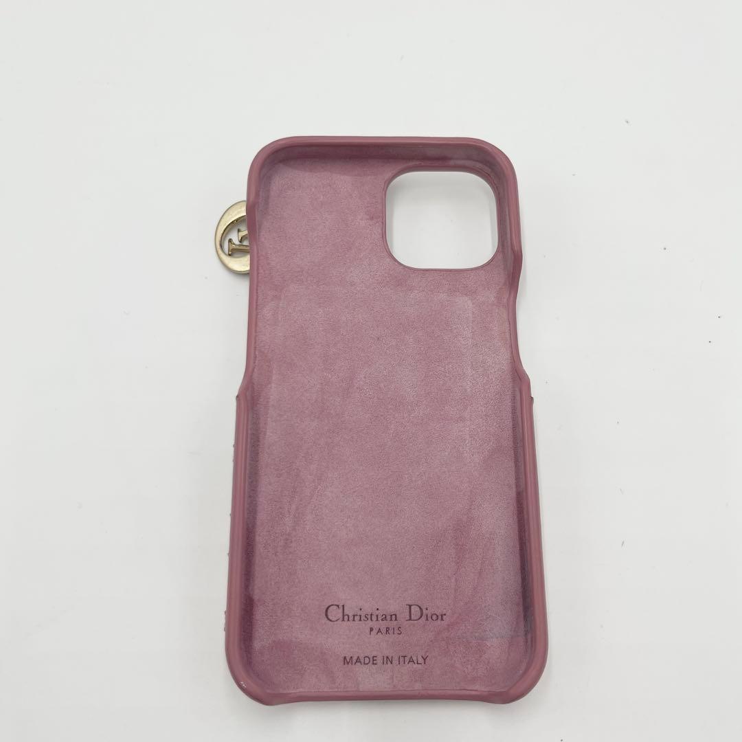 【極美品】ディオール iPhoneケース 14 カナージュ チャーム ピンク