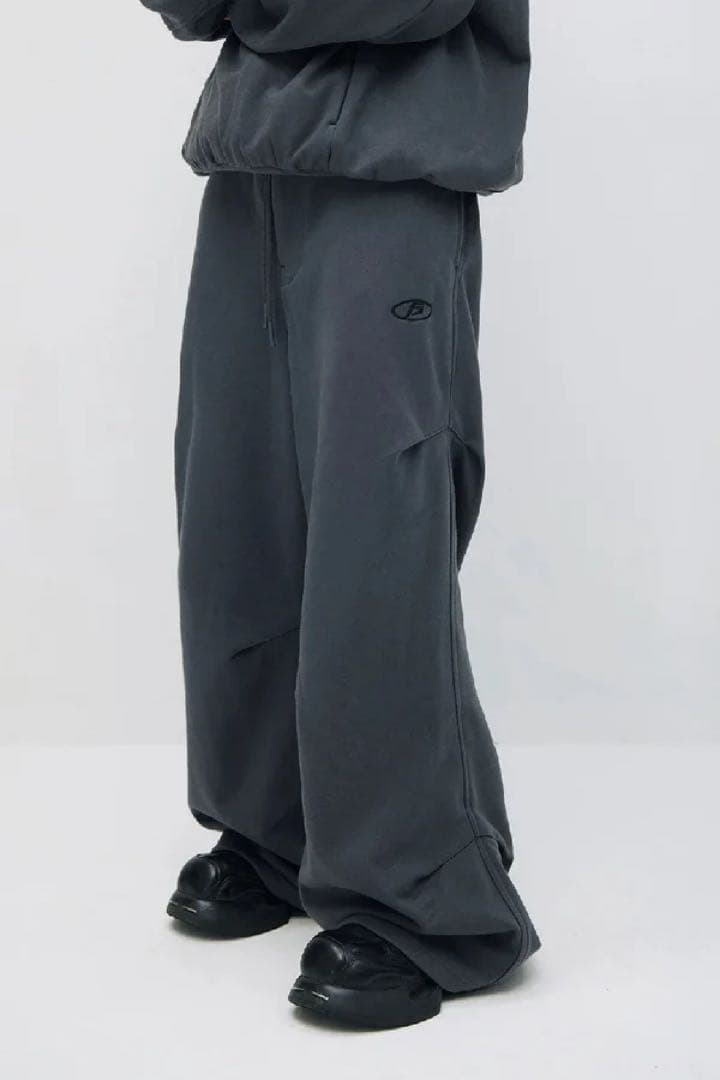 PEOPLE STYLE グレーフーディーセットエンブロイダードトラックスーツ