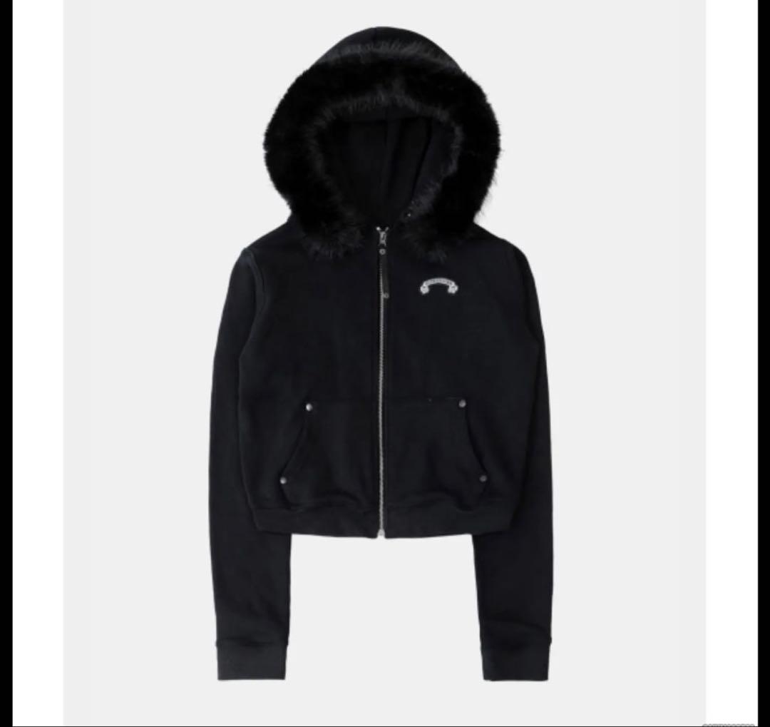 BADBLOOD Fur Hooded Zip-Up 【Black】