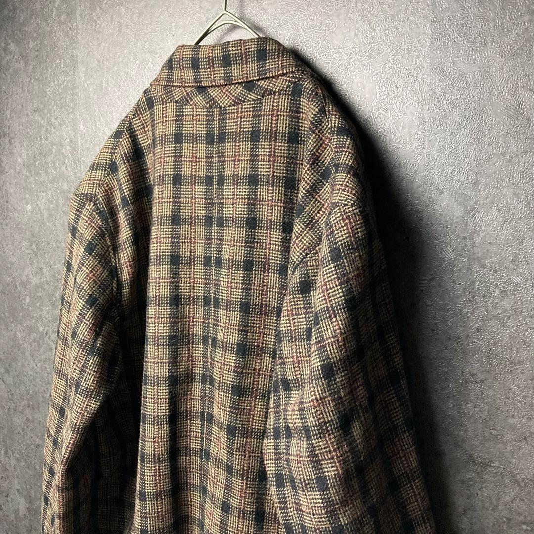ヴィンテージ　テーラードジャケット　M チェック柄　起毛　レトロ