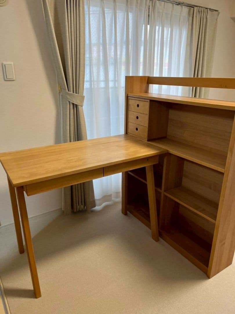 ナチュラルウッド デスク 引き出し付き（デスクのみ）