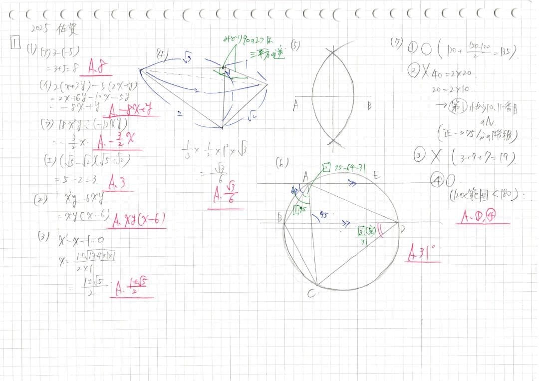 塾講師オリジナル数学解説 全問動画付 佐賀 公立高校入試 2022～25 過去問