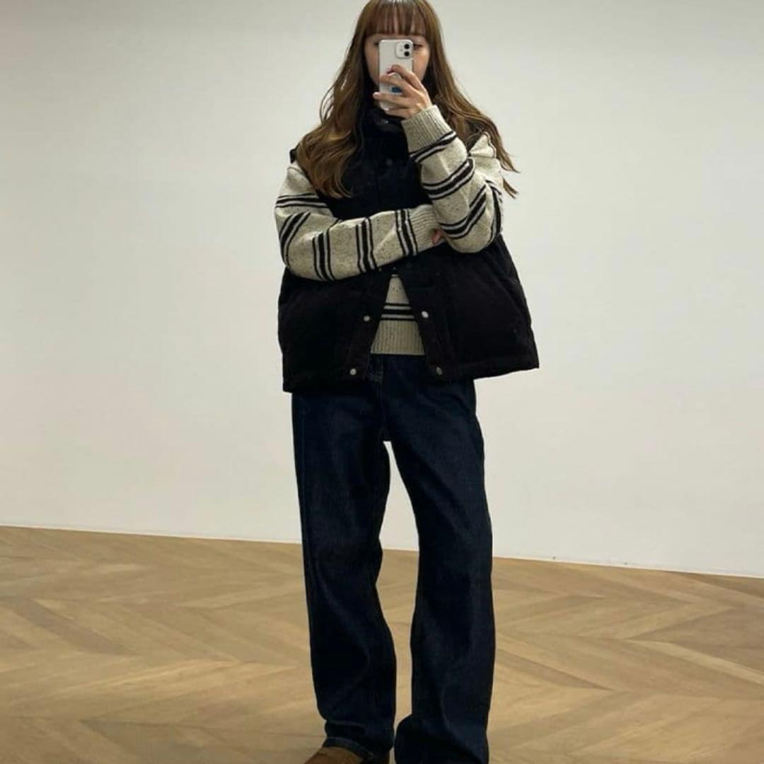 CANAL JEAN El mar コーデュロイパファーベスト ブラウン