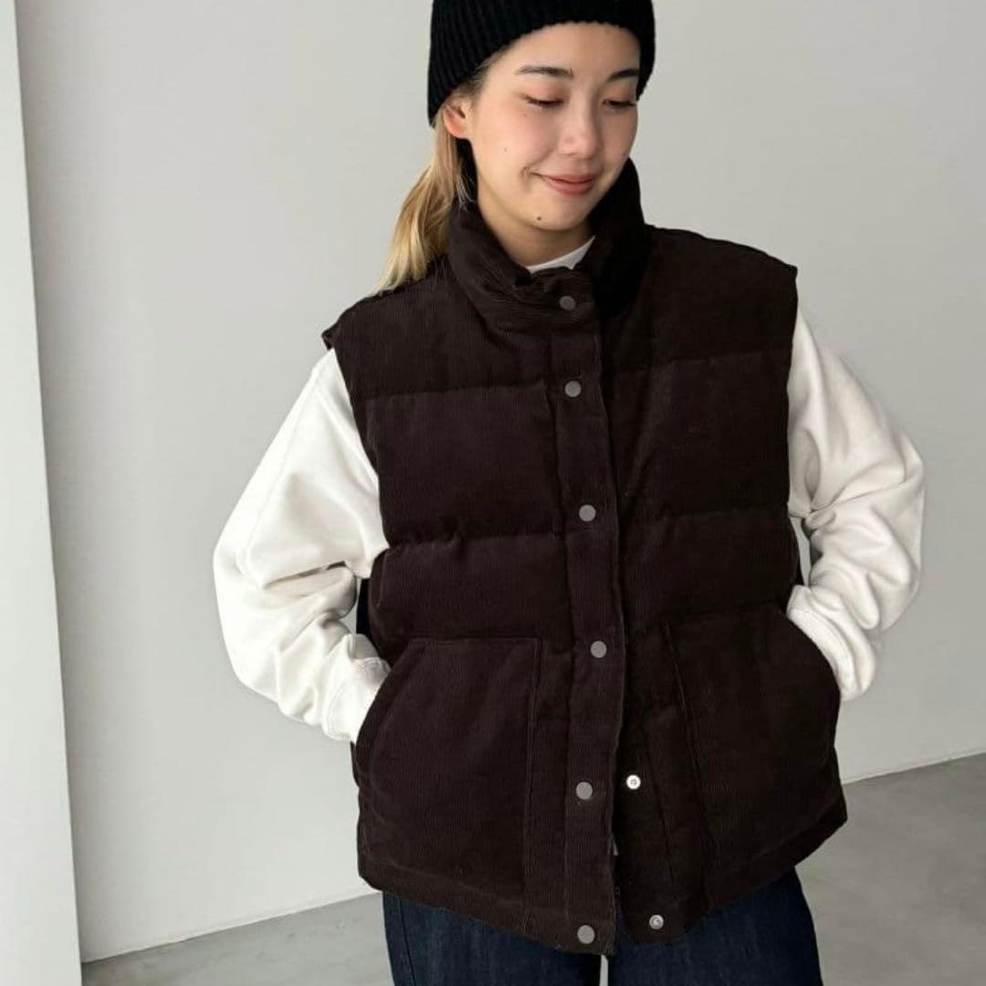 CANAL JEAN El mar コーデュロイパファーベスト ブラウン