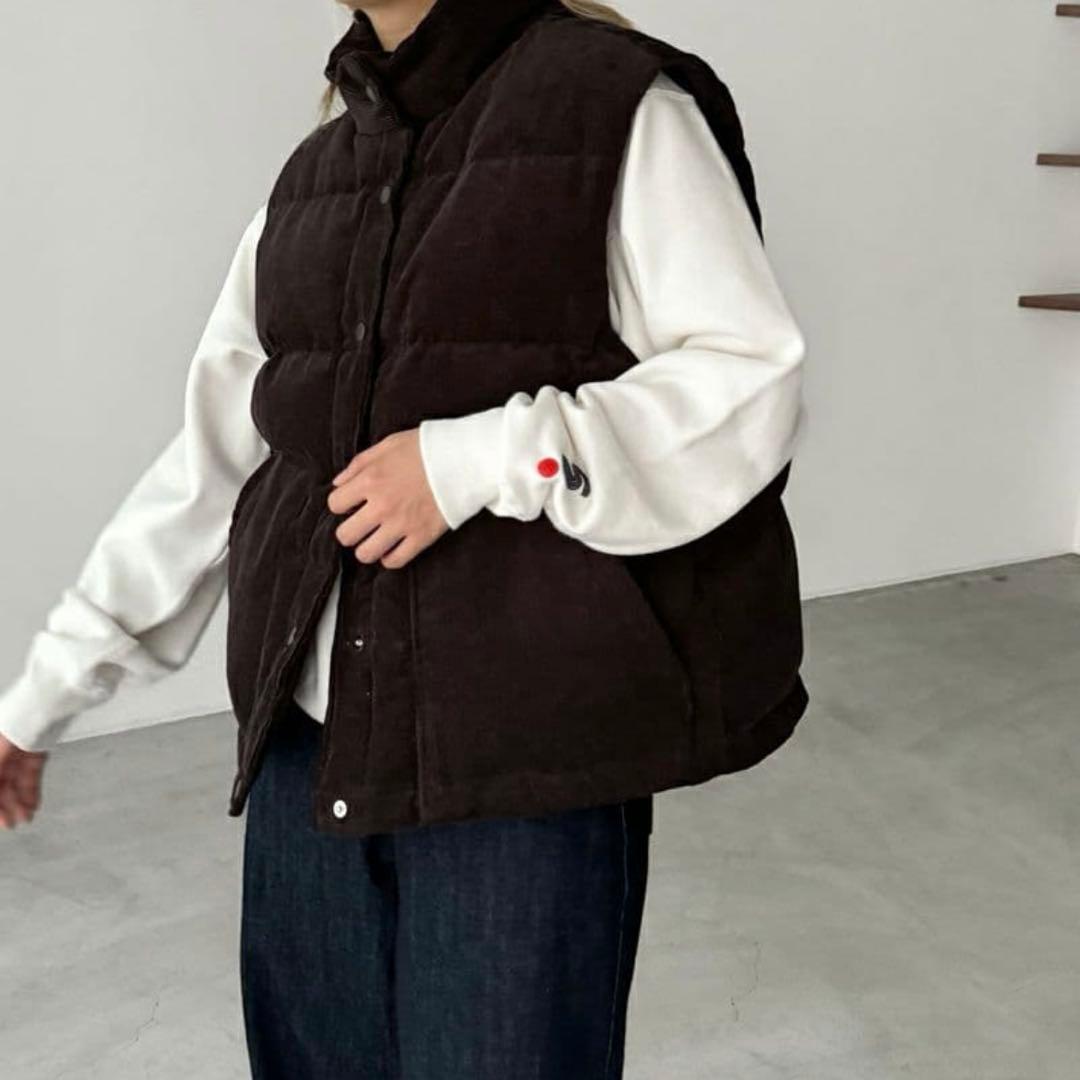 CANAL JEAN El mar コーデュロイパファーベスト ブラウン