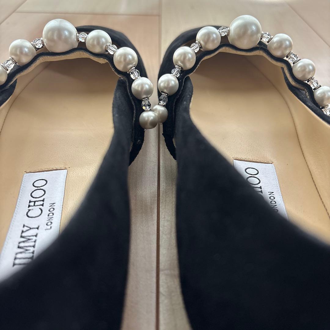 ジミーチュウ JIMMY CHOO パール スクエアトゥパンプス ブラック黒