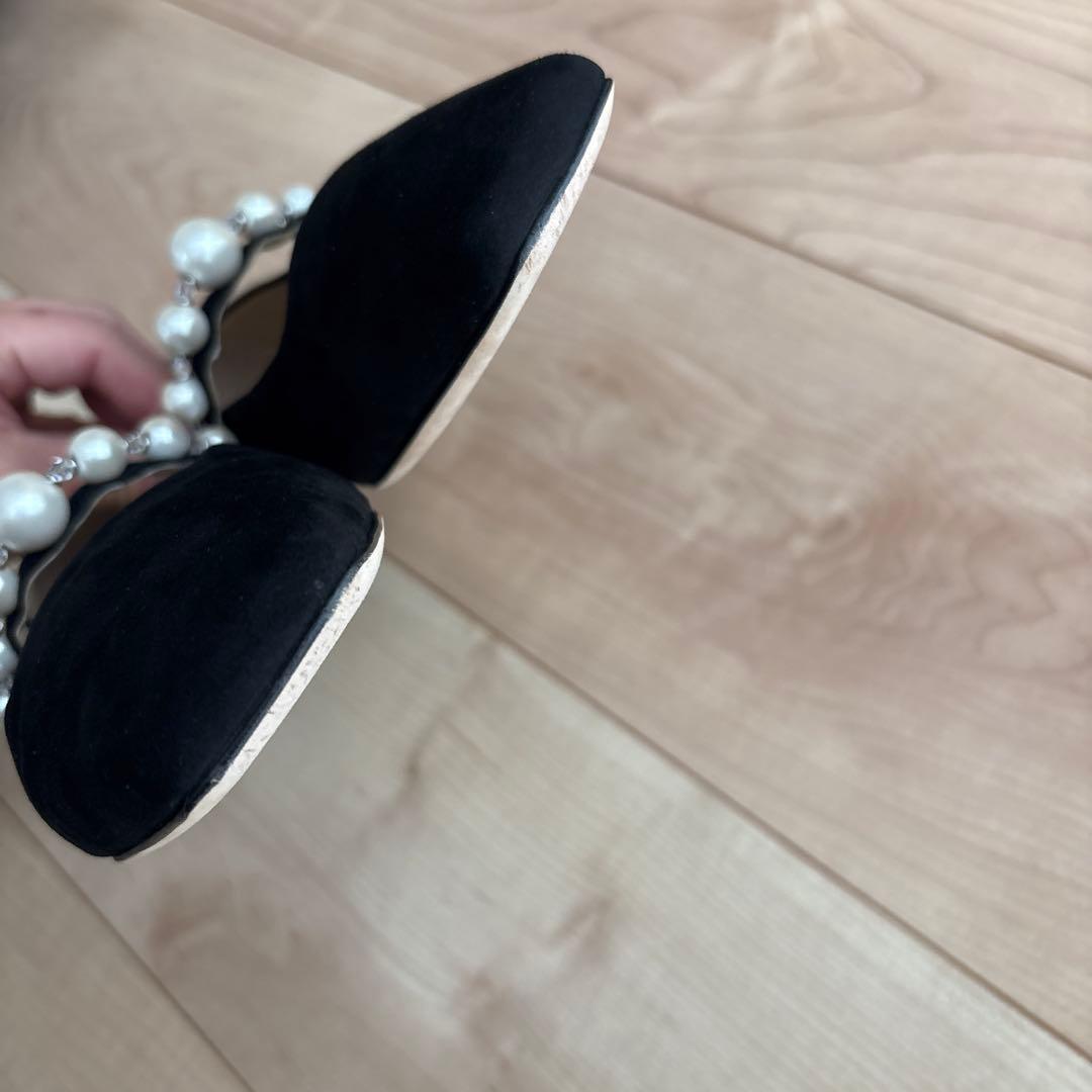 ジミーチュウ JIMMY CHOO パール スクエアトゥパンプス ブラック黒