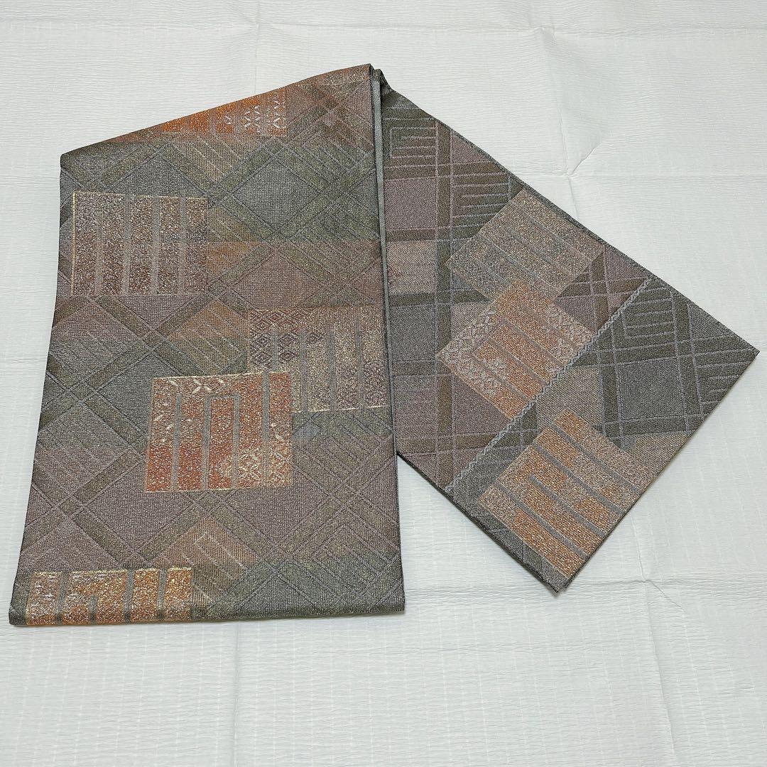 誉田屋源兵衛　袋帯　西陣織　源氏香　有職文様　格子　正絹　金糸　銀糸　美品　逸品