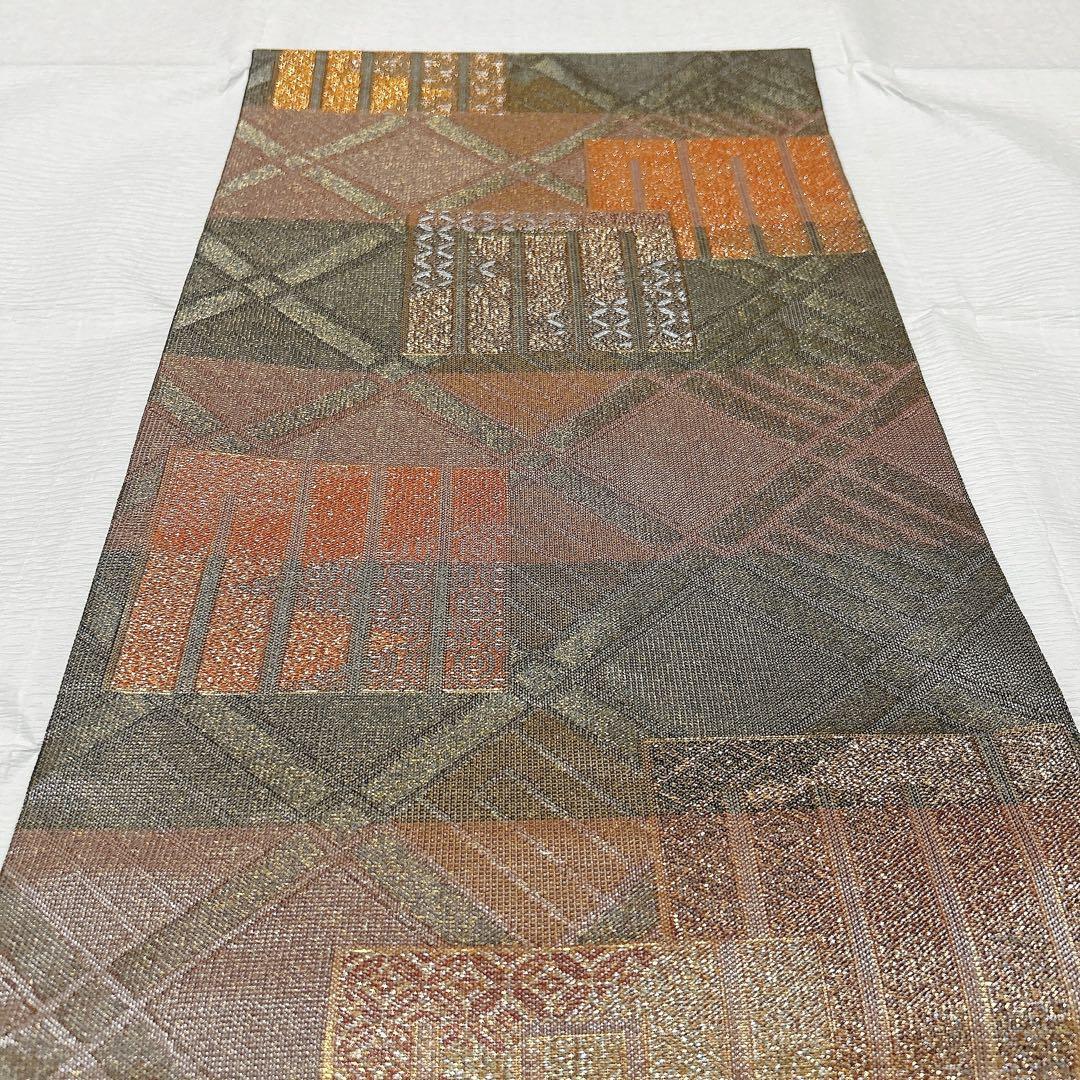 誉田屋源兵衛　袋帯　西陣織　源氏香　有職文様　格子　正絹　金糸　銀糸　美品　逸品