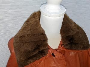 235　新品未使用タグ付保管品　ミンク　ラムレザー　ポンチョコート　ベルト