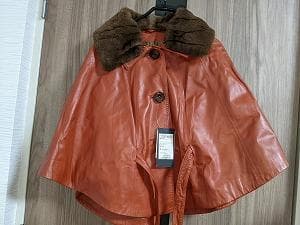 235　新品未使用タグ付保管品　ミンク　ラムレザー　ポンチョコート　ベルト