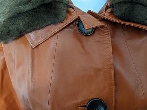 235　新品未使用タグ付保管品　ミンク　ラムレザー　ポンチョコート　ベルト