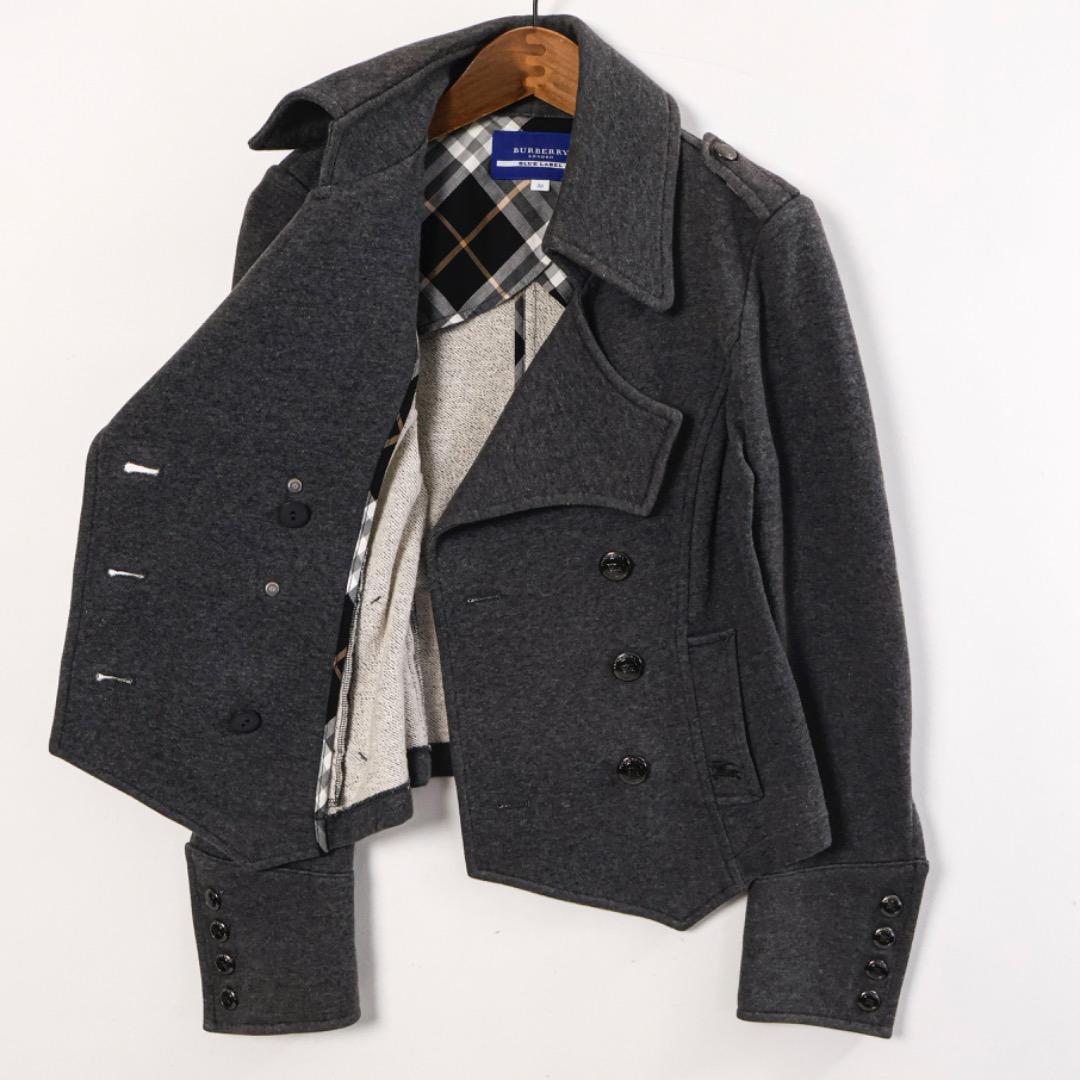 H3550-23◾️バーバリー　ダブルボタン　ピーコート風ジャケットノバチェック