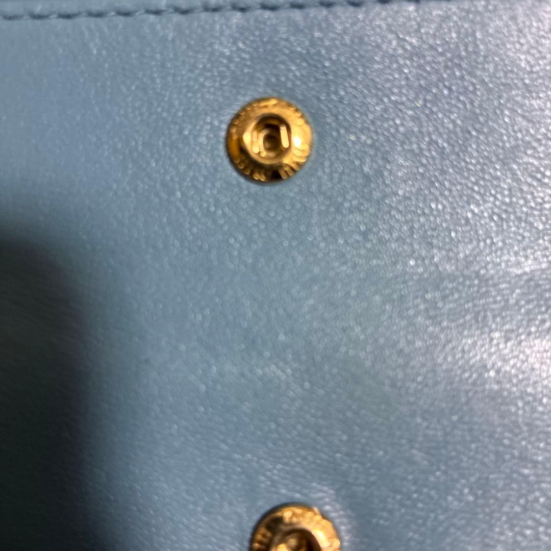 miu miu 二つ折り財布 キルティング 青