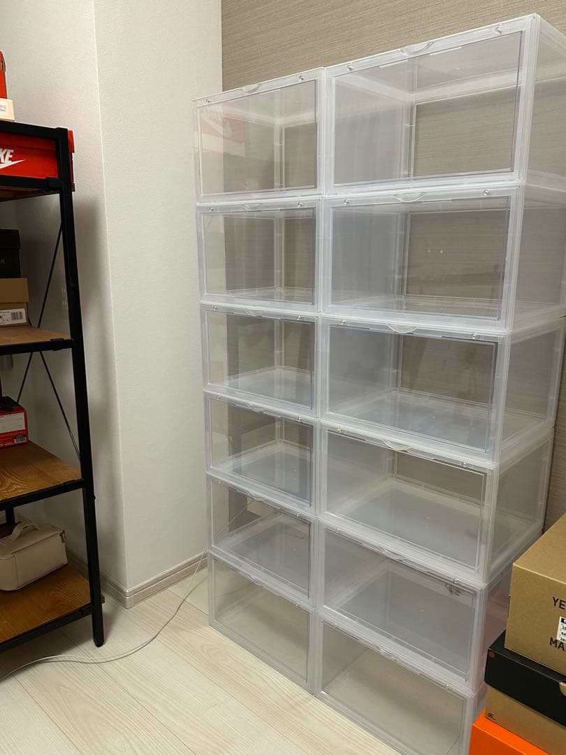 透明プラスチック靴箱 12個セット tower BOX収納