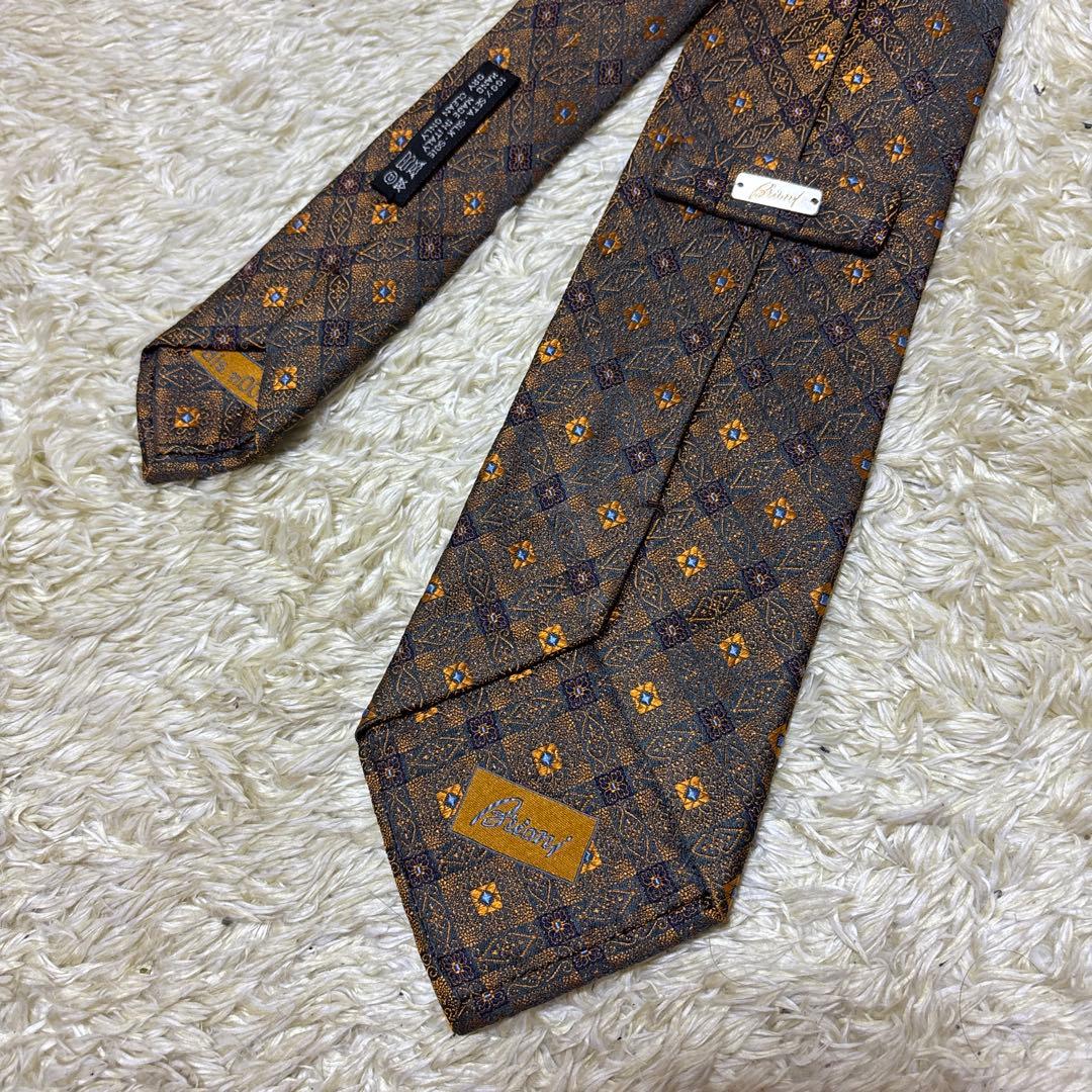 極美品　イタリア製　ブリオーニ　ネクタイ　ゴールド系　玉虫色　プレートタグ