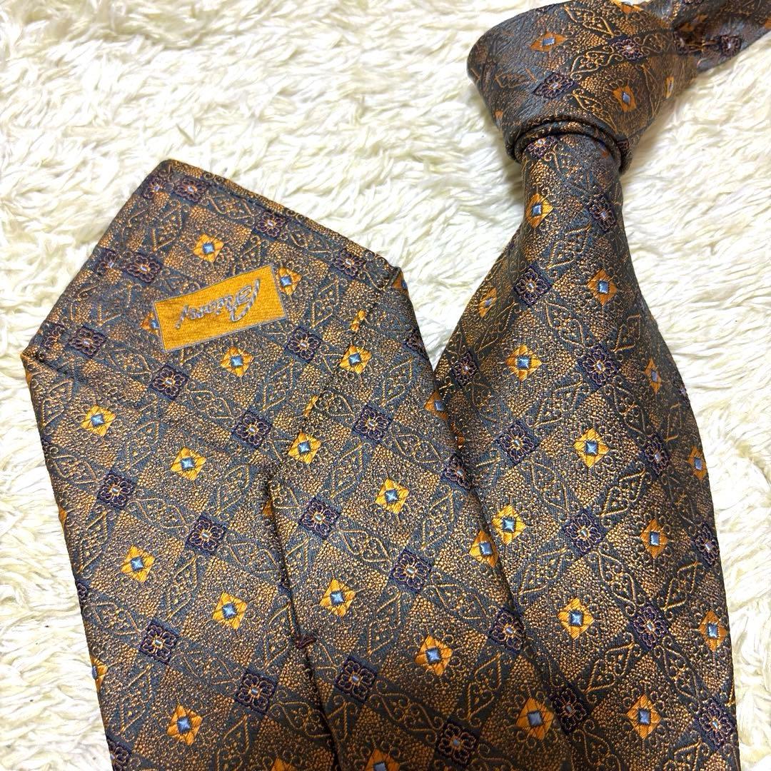 極美品　イタリア製　ブリオーニ　ネクタイ　ゴールド系　玉虫色　プレートタグ