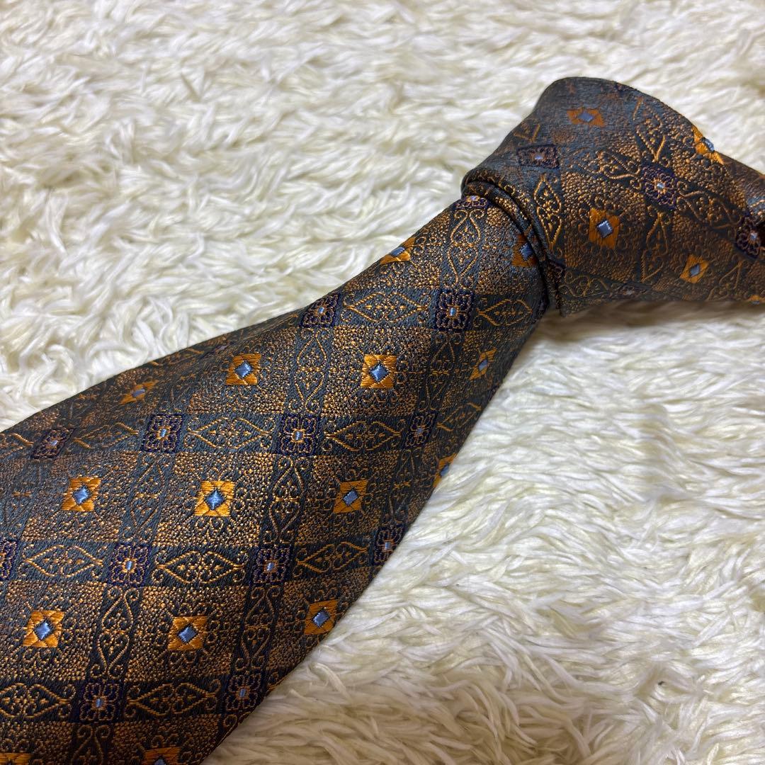 極美品　イタリア製　ブリオーニ　ネクタイ　ゴールド系　玉虫色　プレートタグ