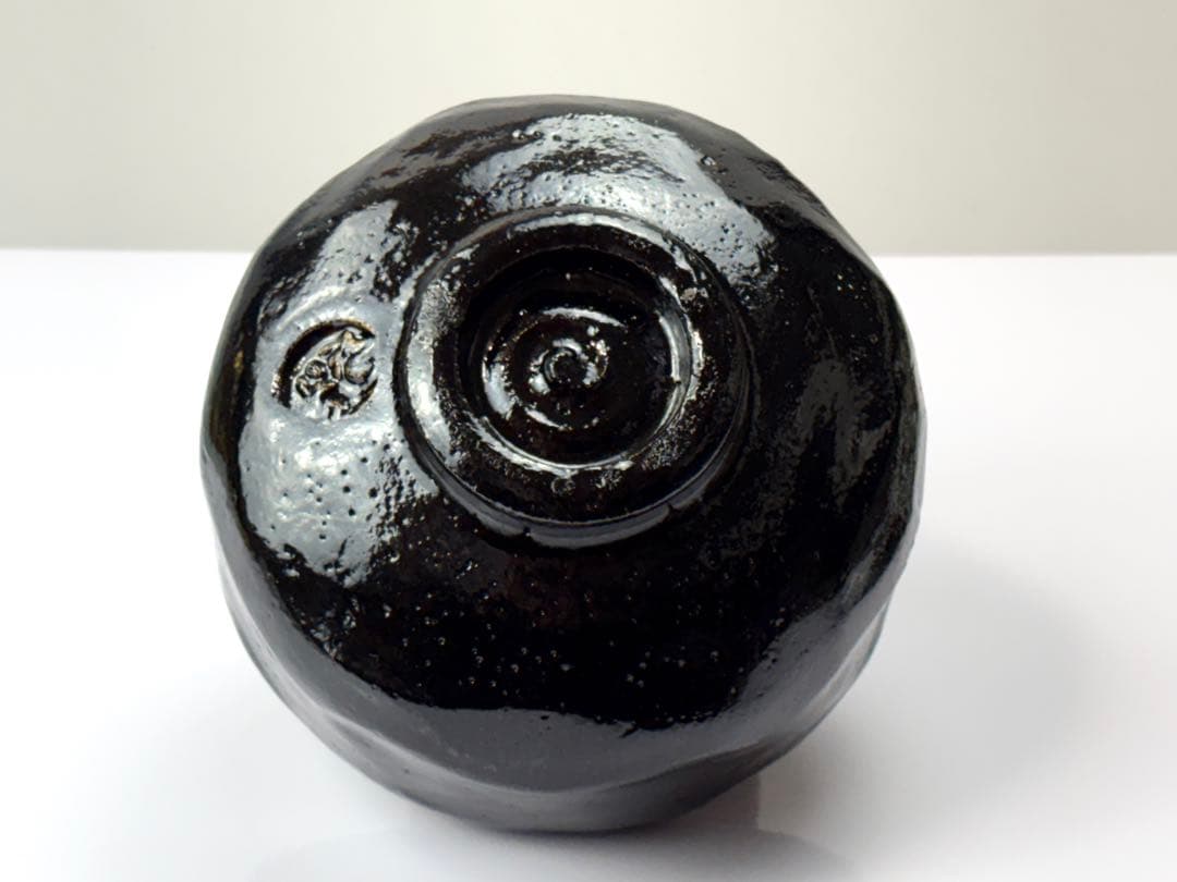 黒楽茶碗【佐々木松楽】造銘『瑞雲』 前大徳佐藤朴堂書付 共箱共布 R811160