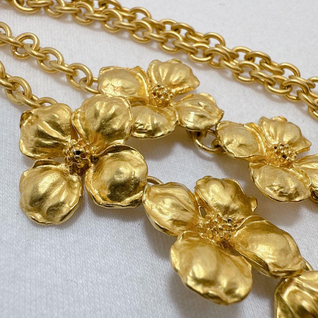 KENZO ケンゾー ゴールドカラー フラワー ネックレス 約46cm