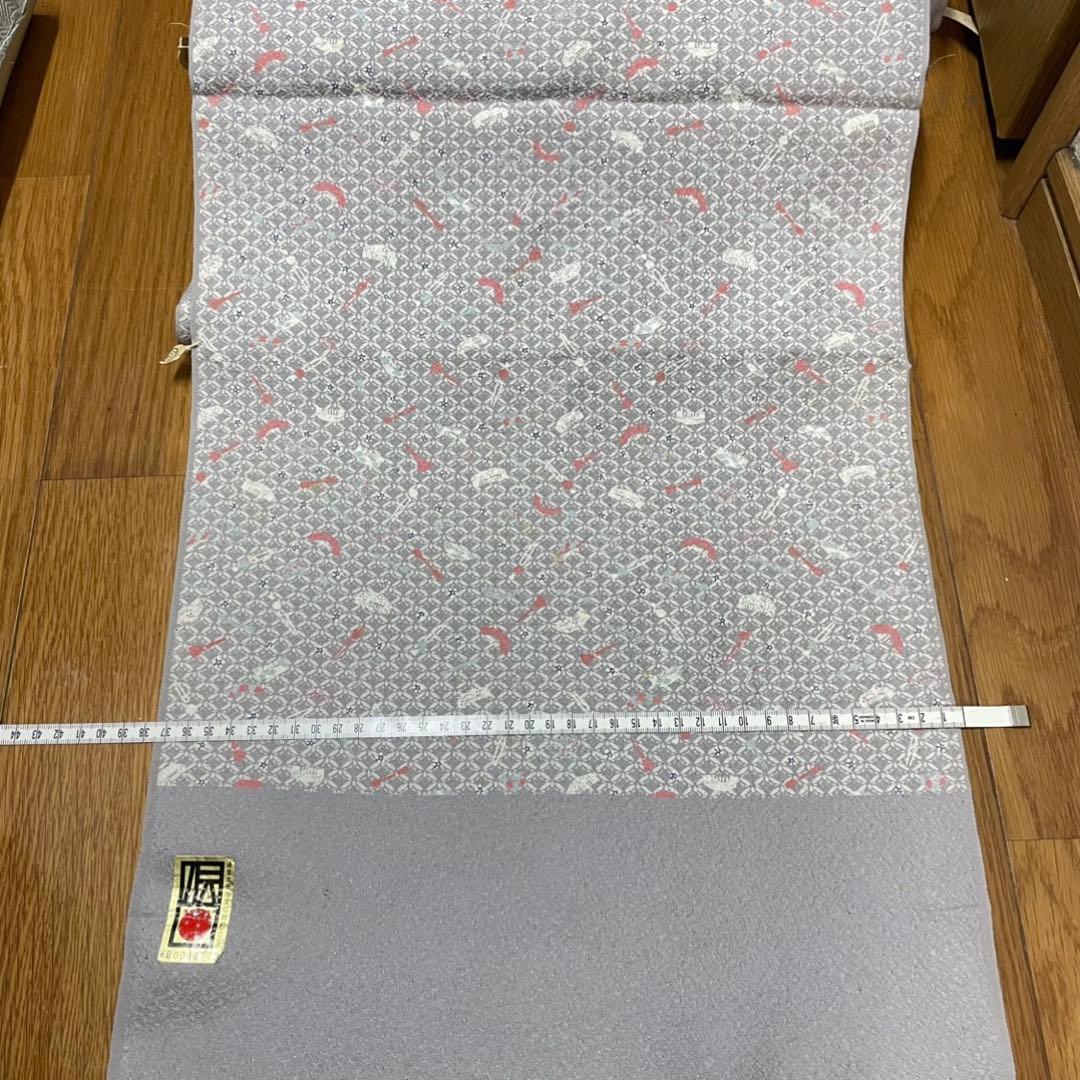 カ*キ様 【断捨離】　正絹　反物　グレー　青紫　まとめ売り　秘蔵極型小紋　紅鶴