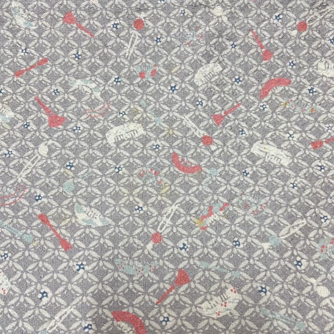 カ*キ様 【断捨離】　正絹　反物　グレー　青紫　まとめ売り　秘蔵極型小紋　紅鶴