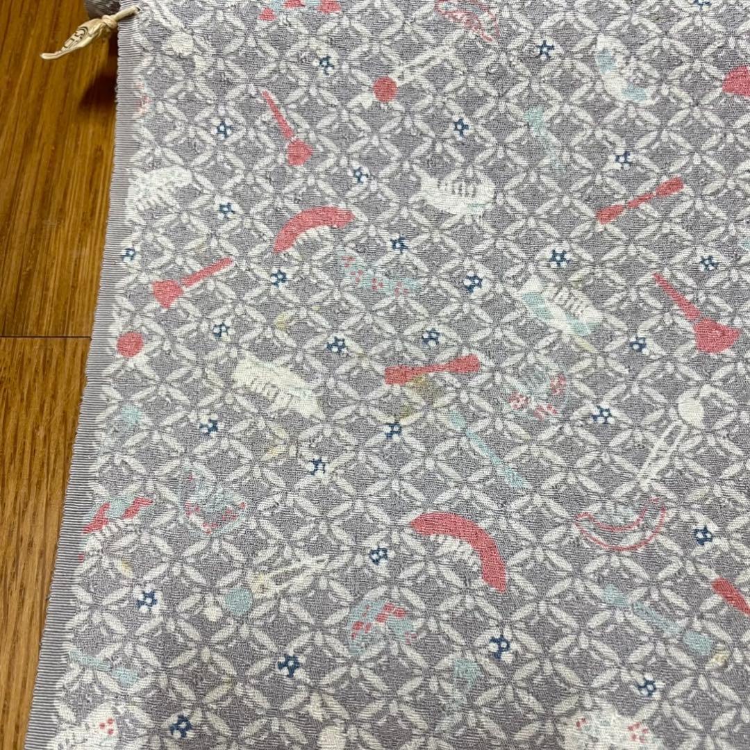 カ*キ様 【断捨離】　正絹　反物　グレー　青紫　まとめ売り　秘蔵極型小紋　紅鶴