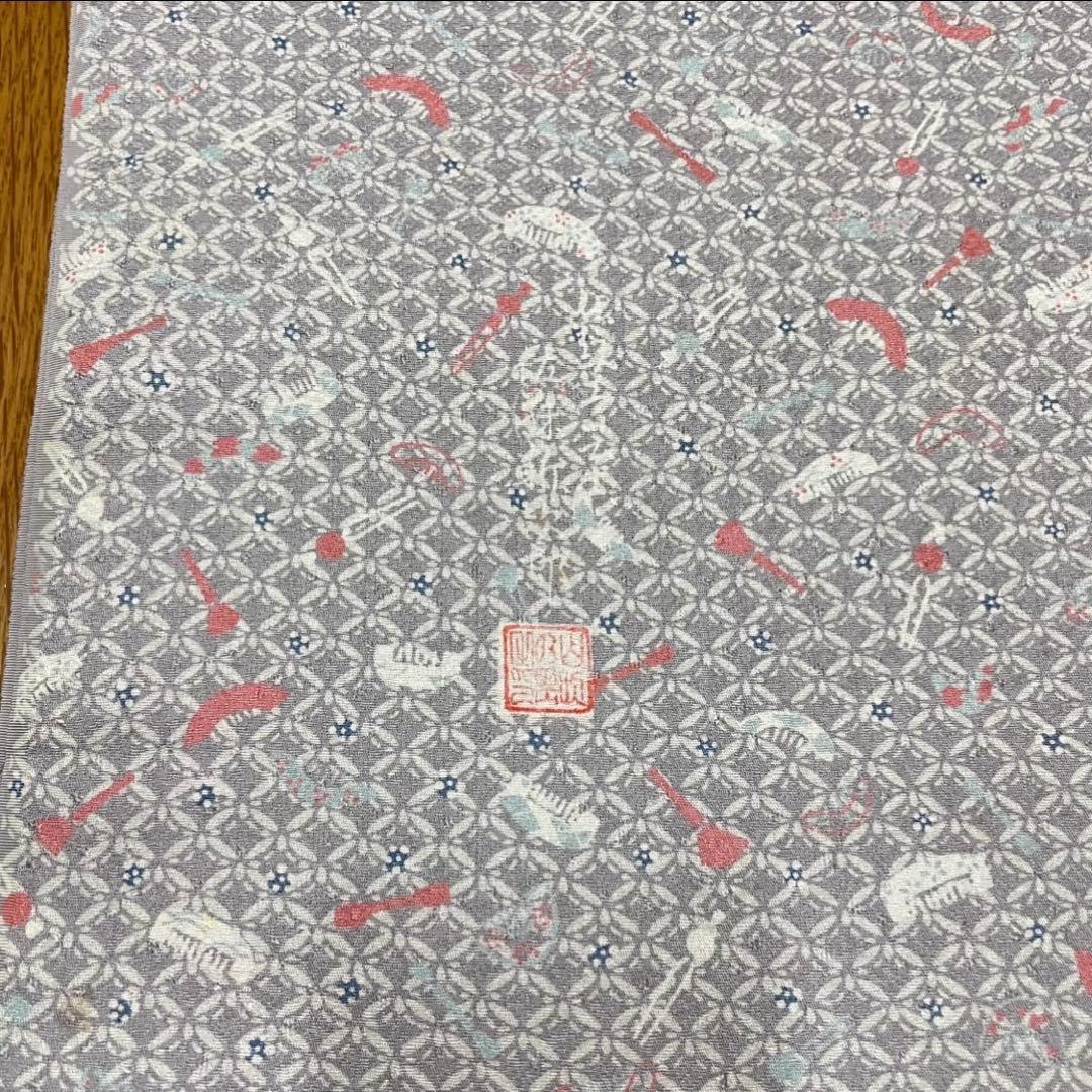 カ*キ様 【断捨離】　正絹　反物　グレー　青紫　まとめ売り　秘蔵極型小紋　紅鶴