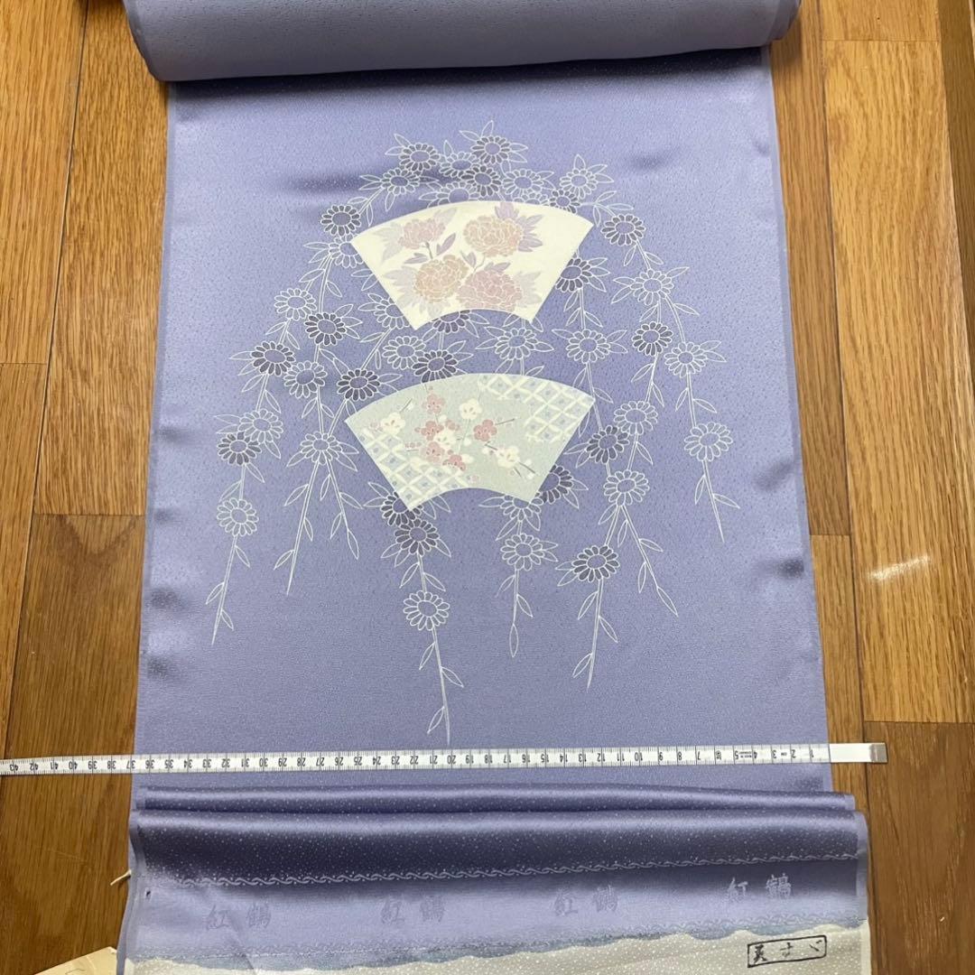 カ*キ様 【断捨離】　正絹　反物　グレー　青紫　まとめ売り　秘蔵極型小紋　紅鶴