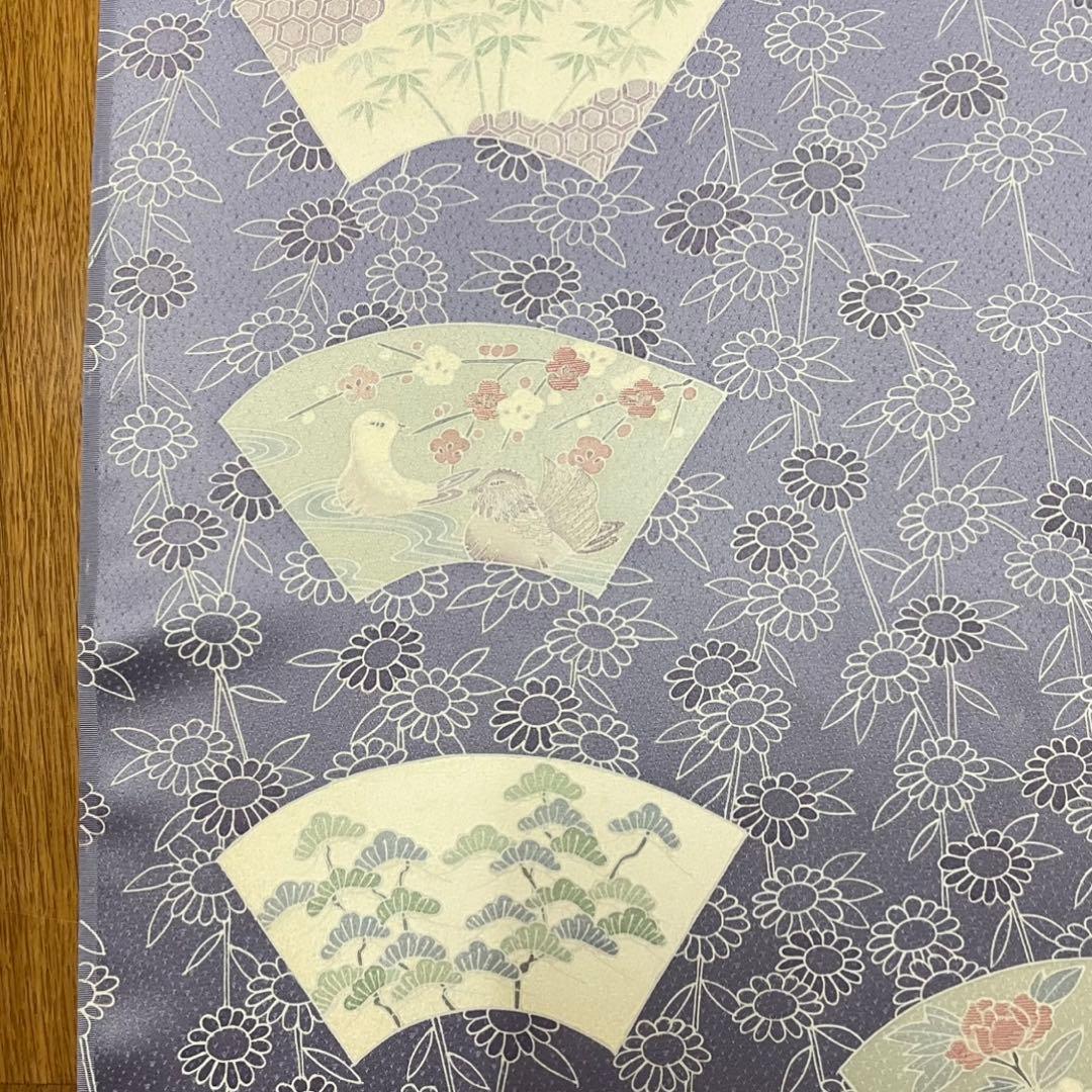 カ*キ様 【断捨離】　正絹　反物　グレー　青紫　まとめ売り　秘蔵極型小紋　紅鶴