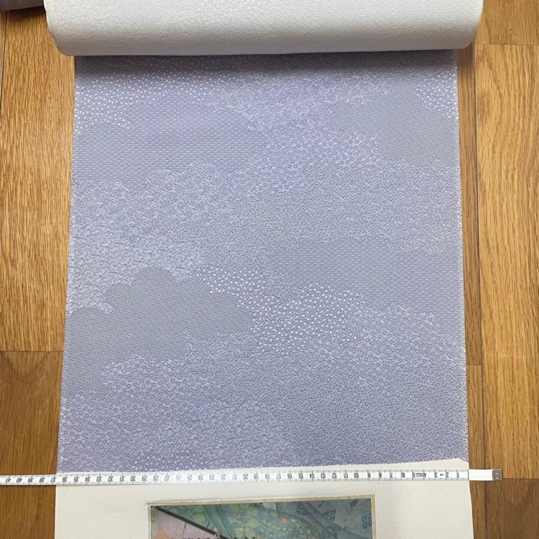 カ*キ様 【断捨離】　正絹　反物　グレー　青紫　まとめ売り　秘蔵極型小紋　紅鶴