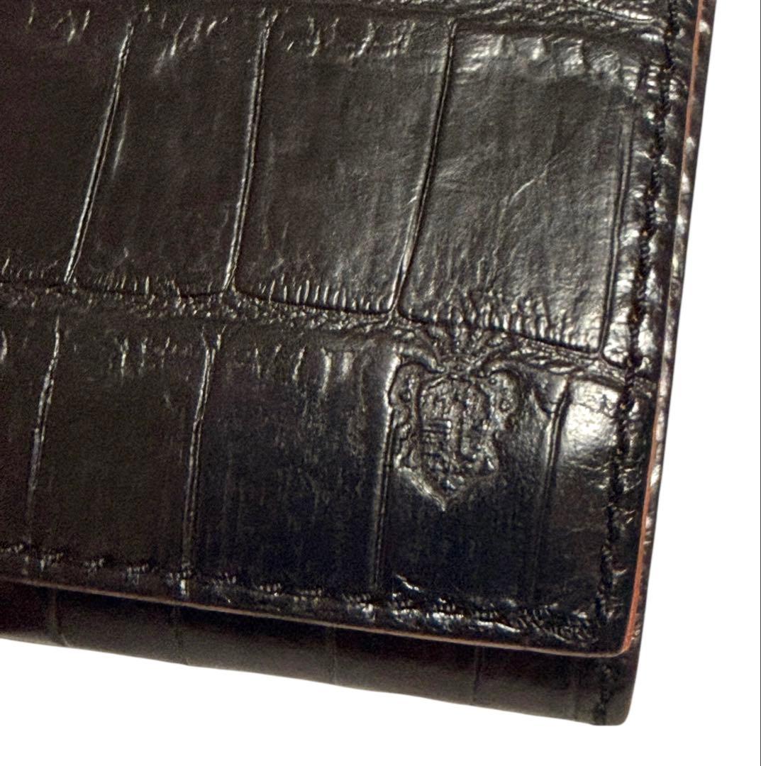 美品☆Felisi 三つ折り財布 レザー クロコ型押し ロゴ刻印 969