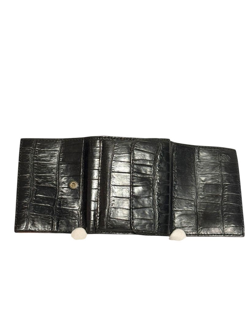 美品☆Felisi 三つ折り財布 レザー クロコ型押し ロゴ刻印 969