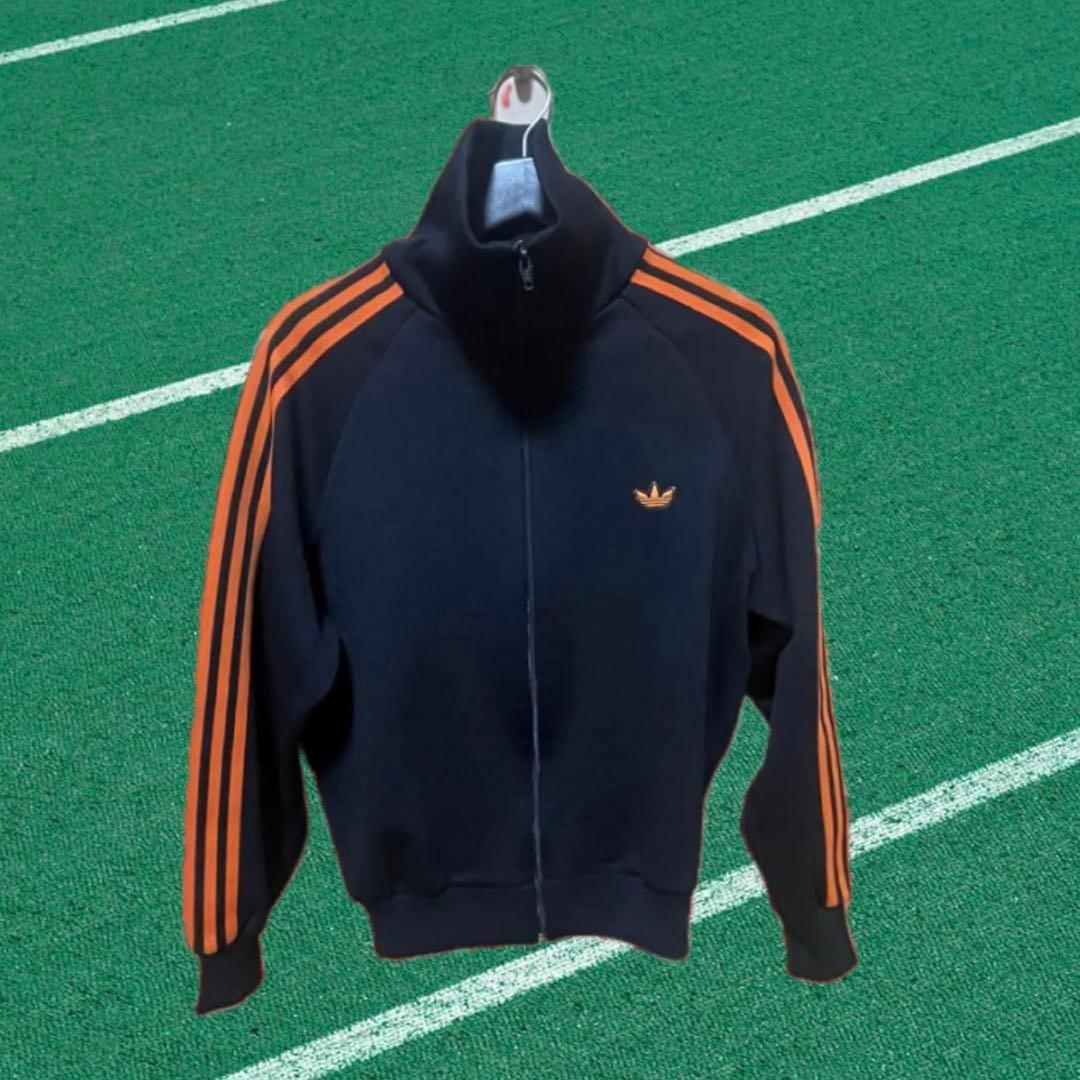 adidas トラックジャケット ブラック × オレンジライン 70〜80s