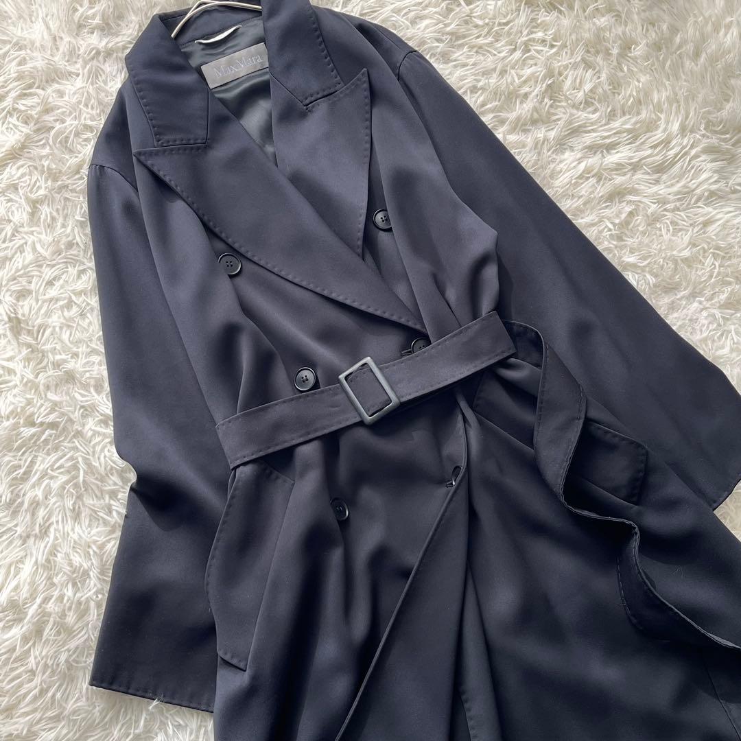 【極美品】マックスマーラ ロングトレンチコート ベルト付き 銀タグ ゆったり M