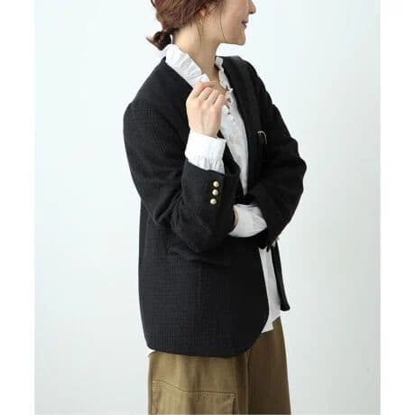 SLOBE IENA ループツイードVネック ジャケット 36 ノーカラー