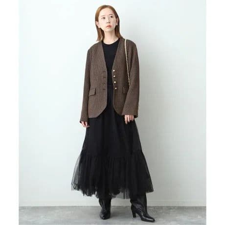 SLOBE IENA ループツイードVネック ジャケット 36 ノーカラー