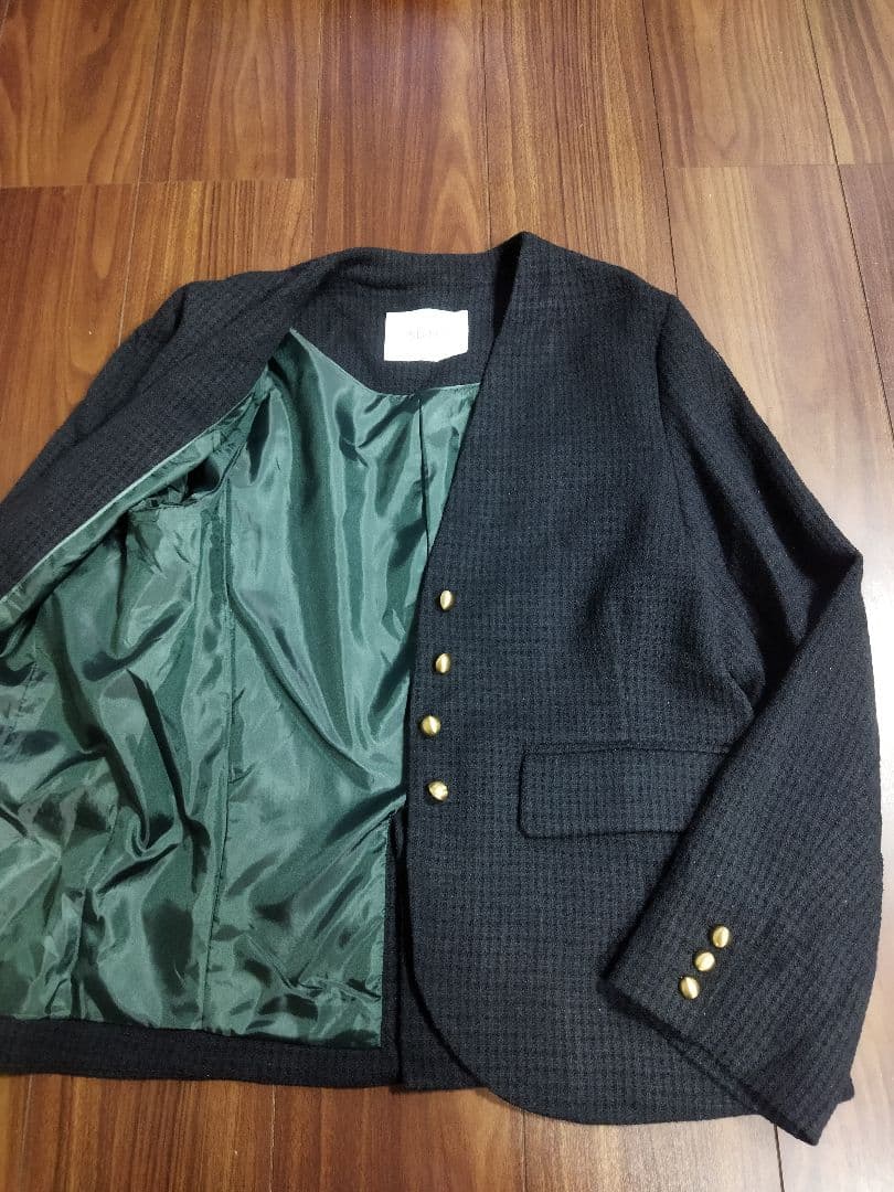 SLOBE IENA ループツイードVネック ジャケット 36 ノーカラー